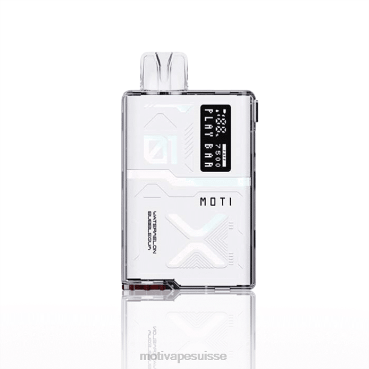 MOTI Suisse - MOTI Play Bar 7500 vapes jetables (5%, 7500 bouffées) chewing-gum à la pastèque DTJL053