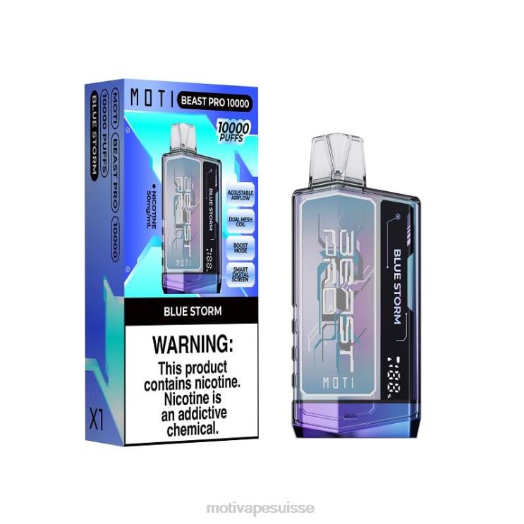 MOTI Vape Flavors Suisse - MOTI Beast Pro vape jetable (5%, 10000 bouffées) tempête bleue DTJL038