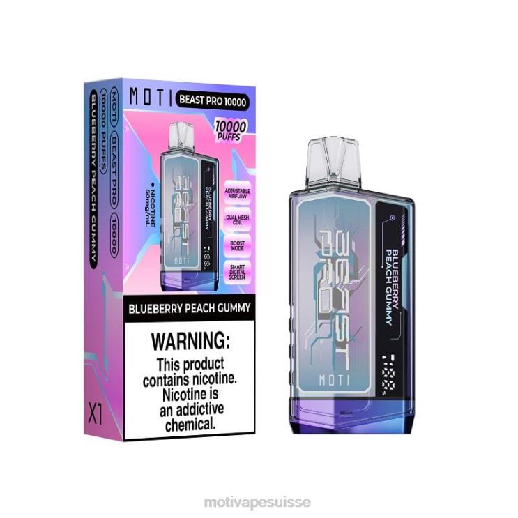 MOTI Vape For Sale - MOTI Beast Pro vape jetable (5%, 10000 bouffées) gomme à la pêche et aux myrtilles DTJL039