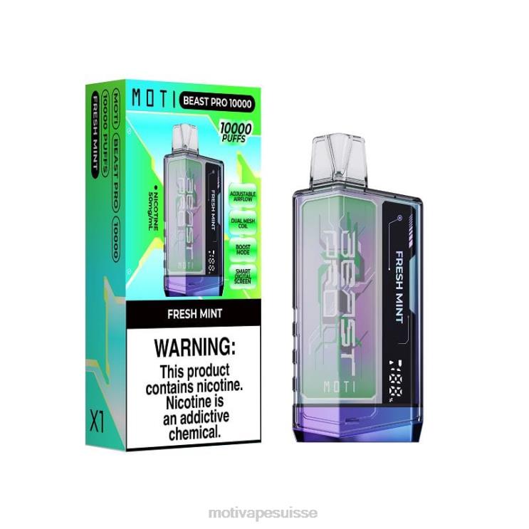 MOTI Vape Pop Suisse - MOTI Beast Pro vape jetable (5%, 10000 bouffées) menthe fraîche DTJL044