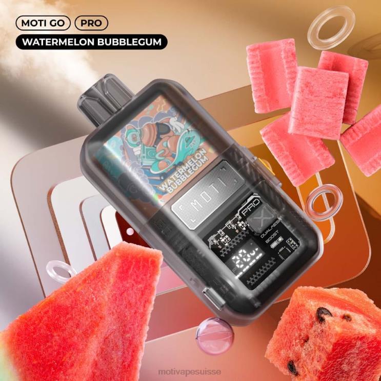 MOTI Suisse - MOTI Go Pro vape jetable (5%, 12000 bouffées) chewing-gum à la pastèque DTJL023