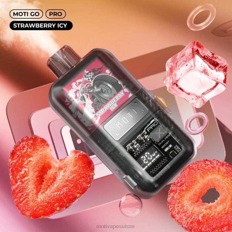 MOTI Vape Berne - MOTI Go Pro vape jetable (5%, 12000 bouffées) fraise glacée DTJL022