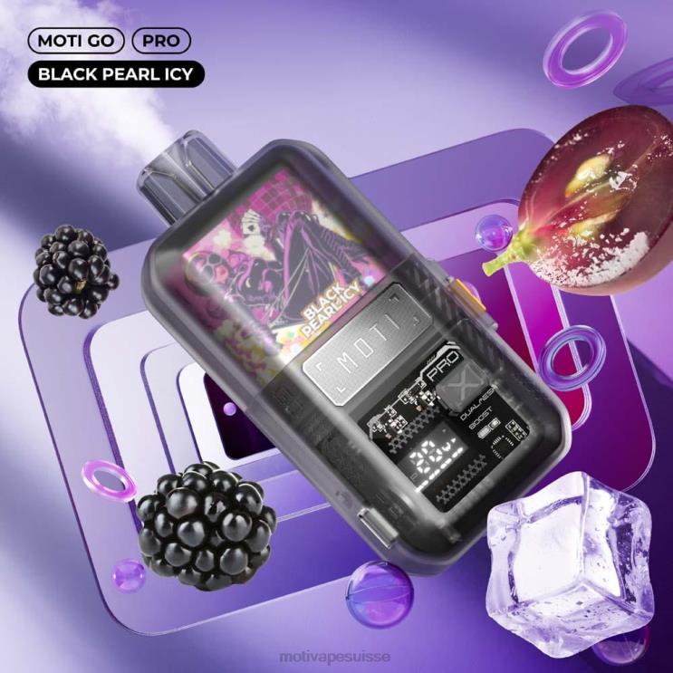 MOTI Vape Berne - MOTI Go Pro vape jetable (5%, 12000 bouffées) perle noire glacée DTJL012