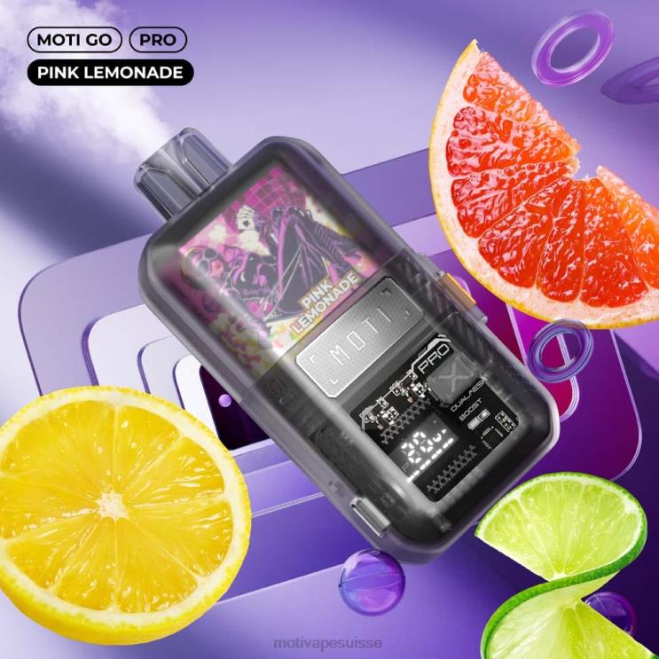 MOTI Vape Flavors Suisse - MOTI Go Pro vape jetable (5%, 12000 bouffées) limonade rose DTJL018
