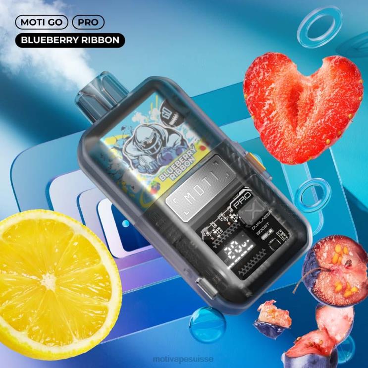 MOTI Vape Pop Suisse - MOTI Go Pro vape jetable (5%, 12000 bouffées) ruban de myrtille DTJL014