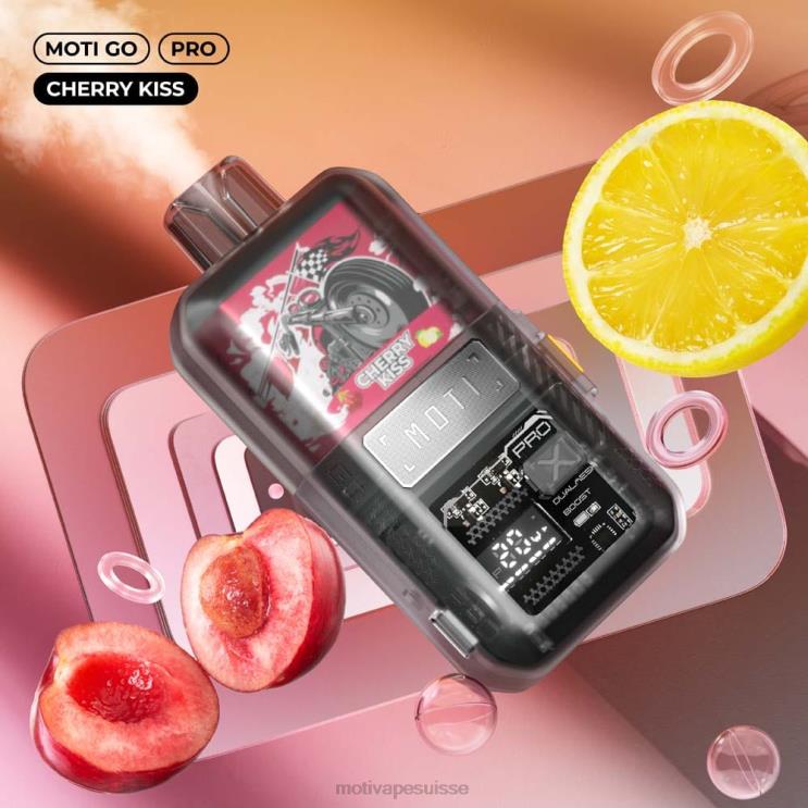 MOTI Vape Price Suisse - MOTI Go Pro vape jetable (5%, 12000 bouffées) baiser de cerise DTJL015