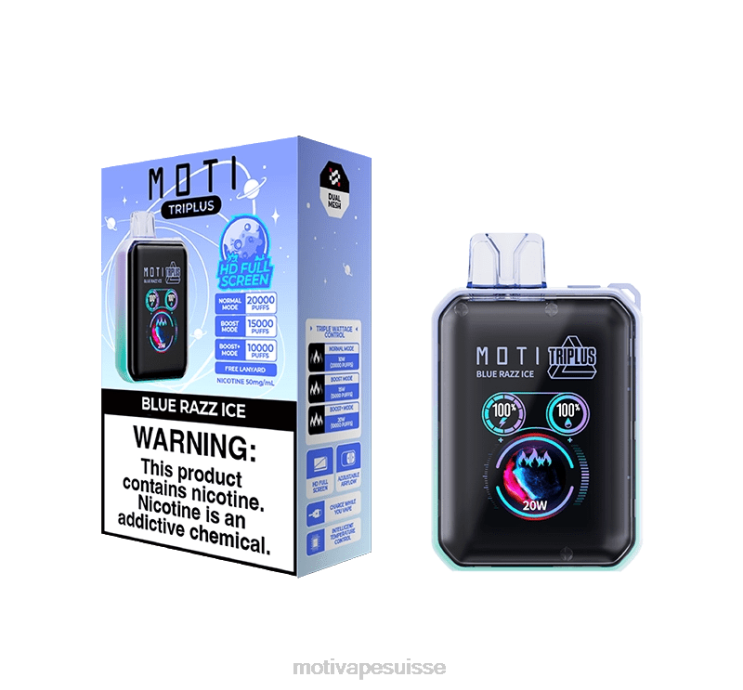 MOTI Vape Amazon - MOTI Triplus Vape jetable 20k (5%, 20000 bouffées) glace à la pastèque DTJL010