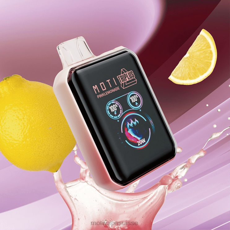 MOTI Vape Flavors Suisse - MOTI Triplus Vape jetable 20k (5%, 20000 bouffées) limonade rose DTJL08