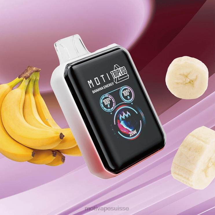 MOTI Vape Suisse - MOTI Triplus Vape jetable 20k (5%, 20000 bouffées) énergie de banane DTJL01