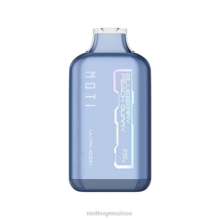MOTI Vape Flavors Suisse - MOTI Ultra vape jetable (5%, 6000 bouffées) gomme à la pêche et aux myrtilles DTJL028